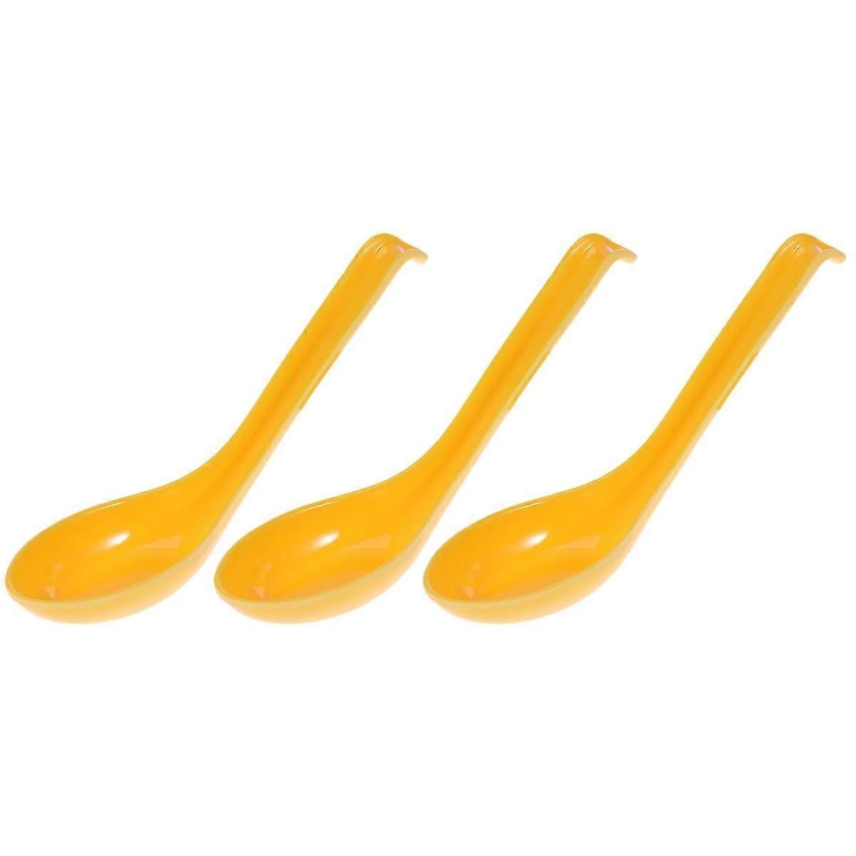 Long Handle Soup Spoons for Kitchen Use Yellow NonToxic and 12 pcs