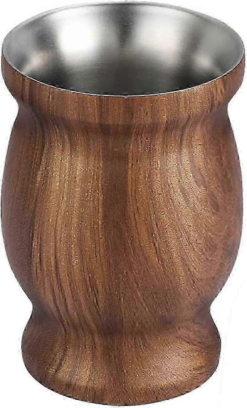 ひょうたん型ステンレス断熱ティーカップ 木目調 230ml