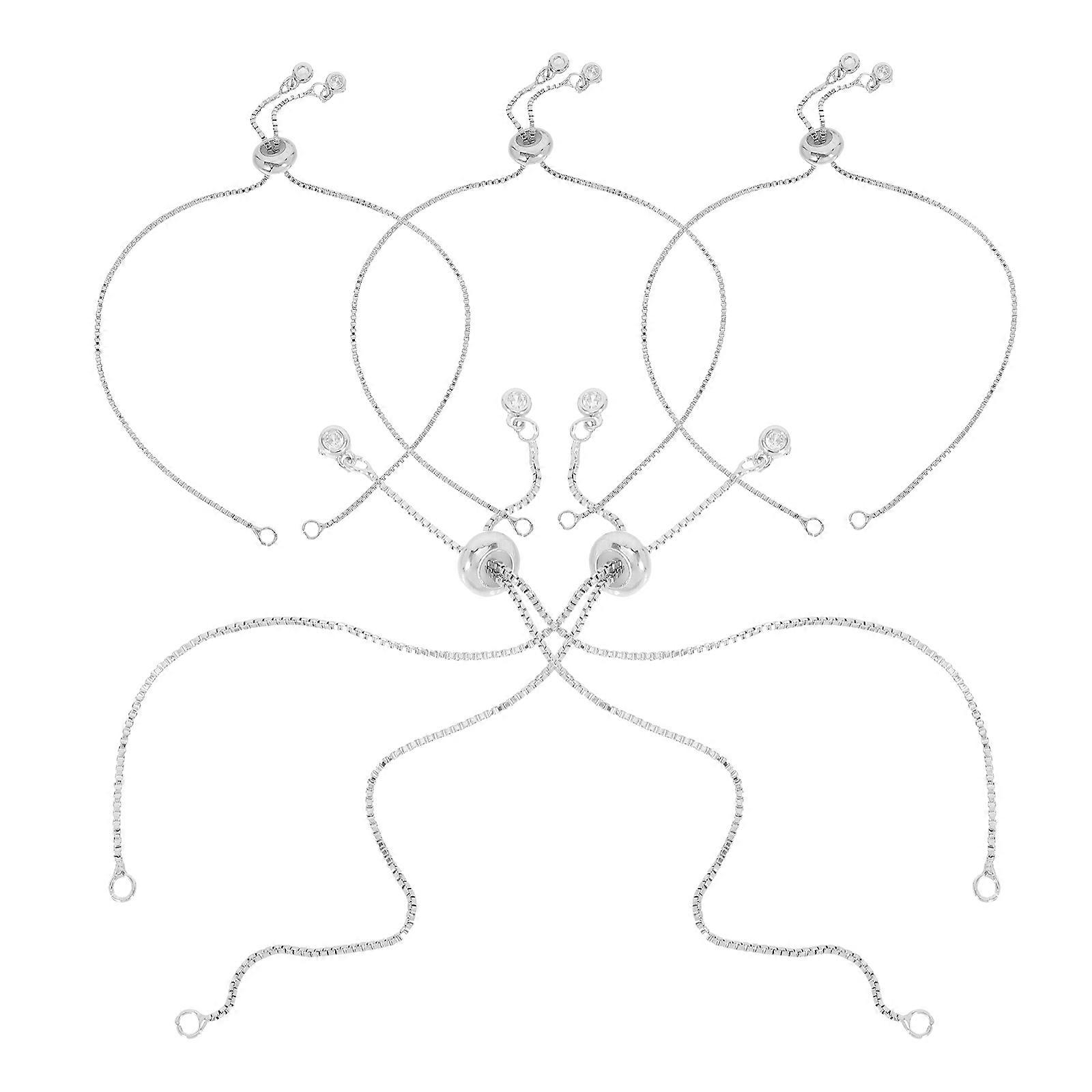 Adjustable Slider Bracelet Chain for Handmade Jewelry Making 5Pcs Silver