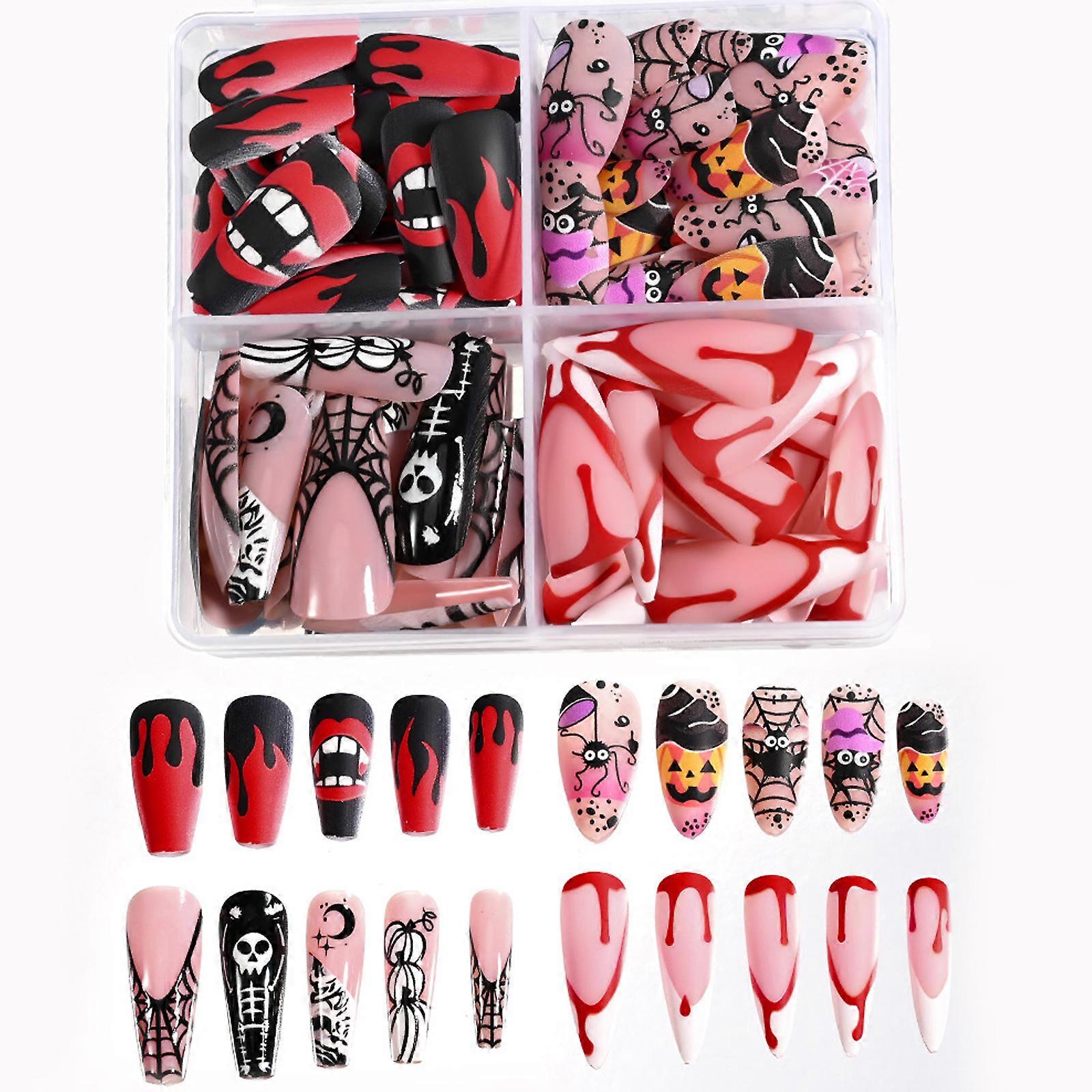Halloween Fraudulent Hoofs 96Pcs Recyclable ABS Unguis Transfers With 20+ Designs Immediate Party Unguis Art For Adults And Teens Multicolor