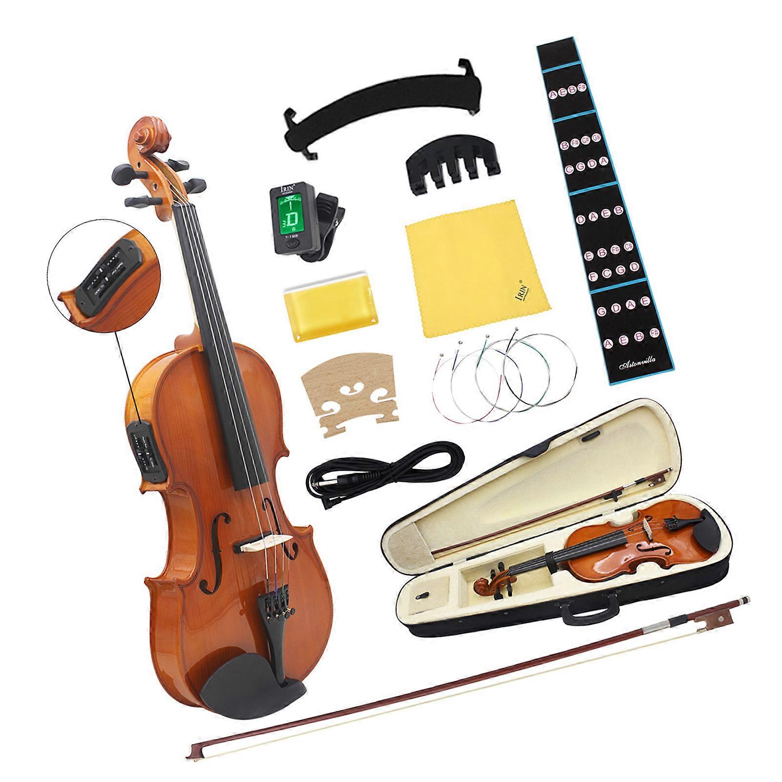 כינור אקוסטי וינטג' בגודל מלא, פאנל עץ למתחילים, כלי מיתר עם נרתיק ואביזרים לקשתות, צבעים שונים