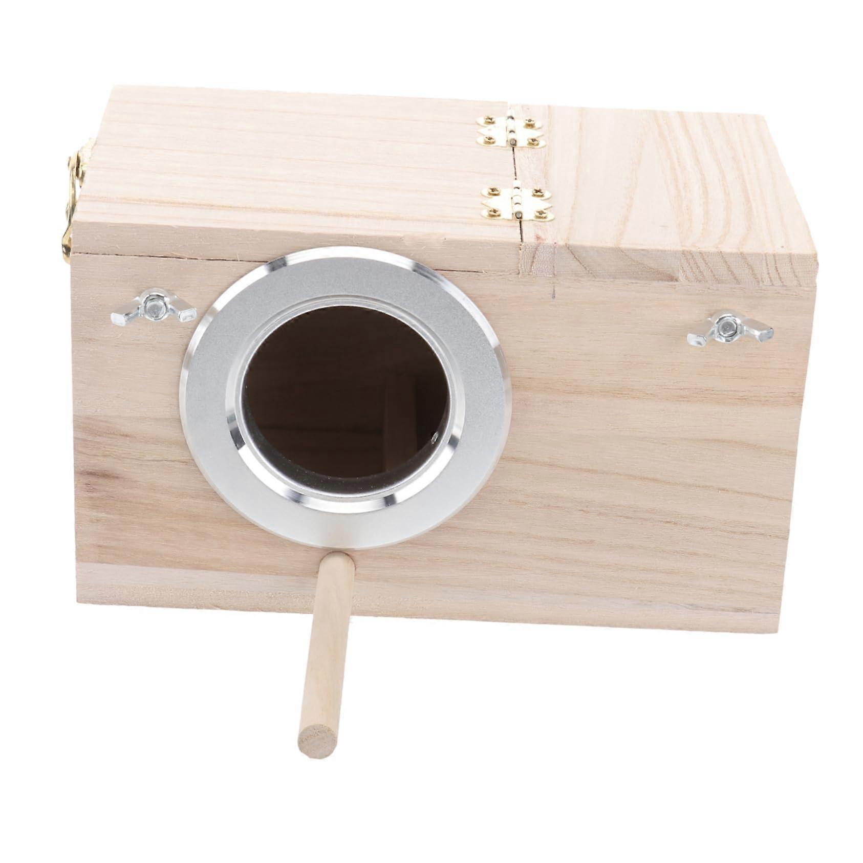 Wooden Bird House with Side Opening for Parrot Nesting and Bird Watching