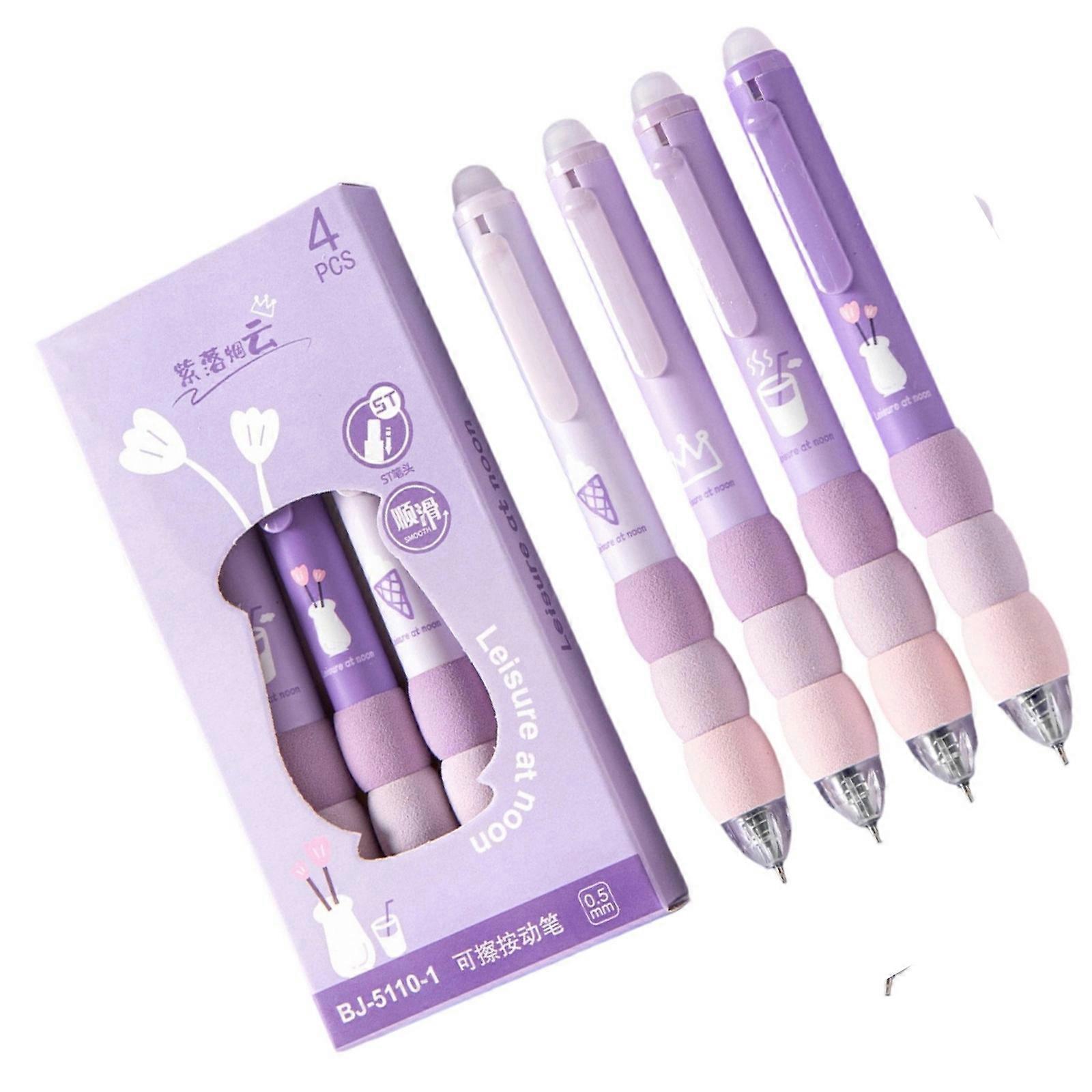 Erasable Ink Pen with Soft Gradient Cask 0.5mm Accuracy Tip Retractable Correction Pen 4pcs for School Office Use  Purple