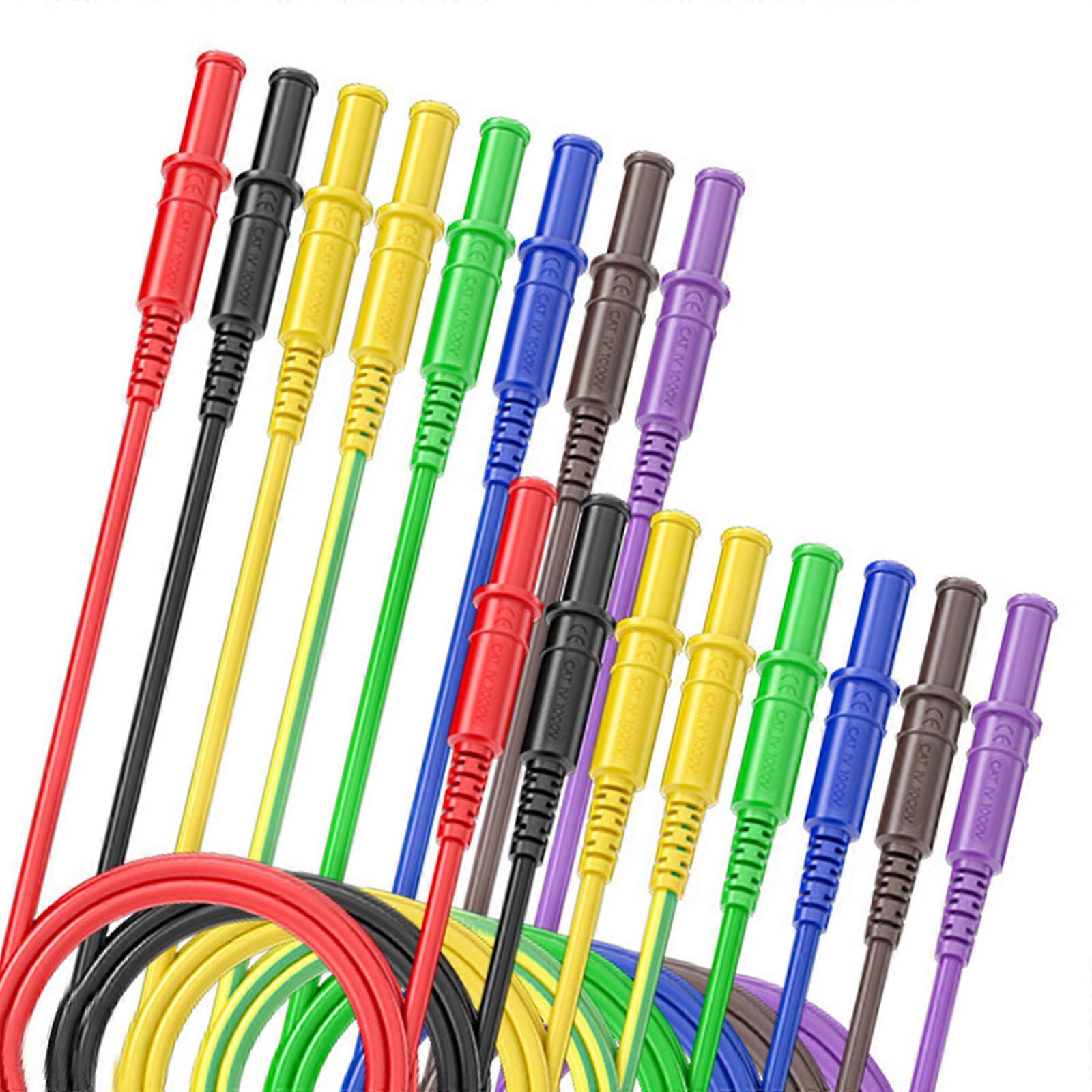 8pcs Upgrades Silicone Test Probes with Plate Contacts 4mm Banana Plugs 100cm Length for Electronics Testing Multicolor