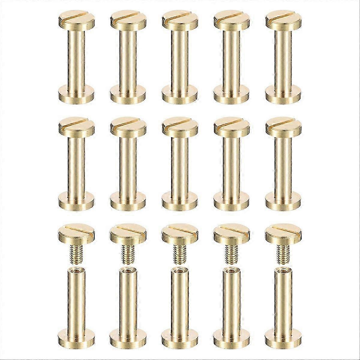 30Pack Brass Chicago Screws, 15x8mm Flat Head Screw