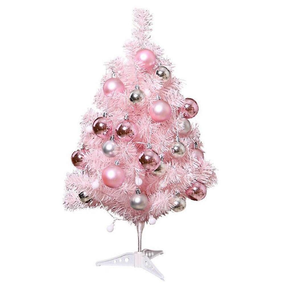 1 set Pink Xmas Tree Desktop Luminous Mini Christmas Tree Party Layout Props
