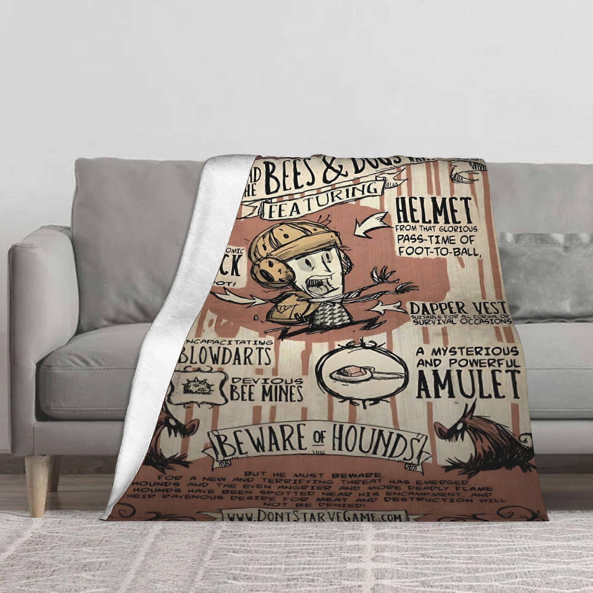 „Don't Starve Together“-Themendecke – Weiche Flanell-Kuscheldecke für alle Jahreszeiten mit farbenfrohem Spielmotiv, perfekt für Kinder – QAZLK248