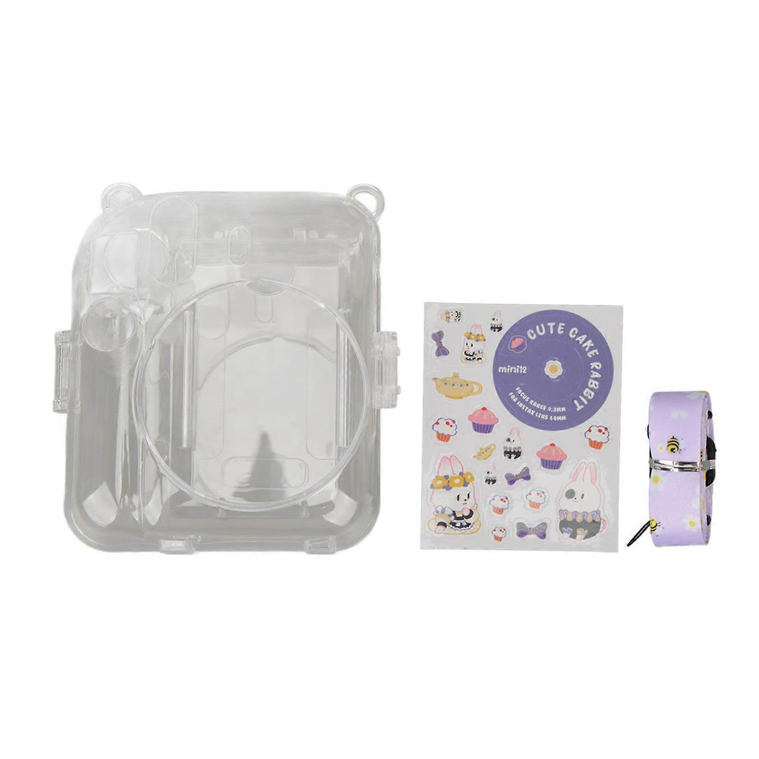 Instant Camera Case Kit Shoulder Strap Sticker Camera Case Durable Camera Protective Clear Case for 