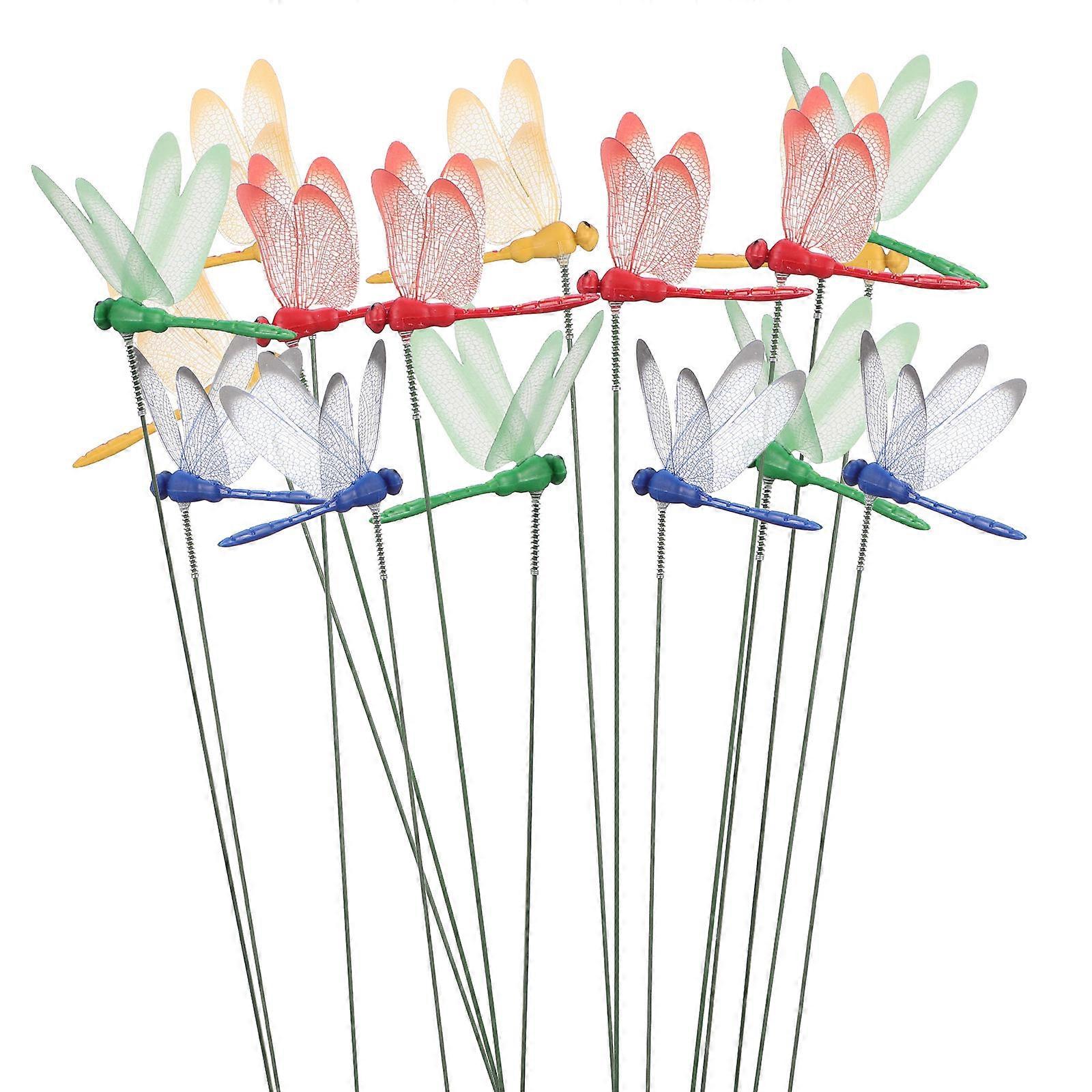 16Pcs Simulation Dragonfly Decors Flower Arrangement Props Garden Decor Props