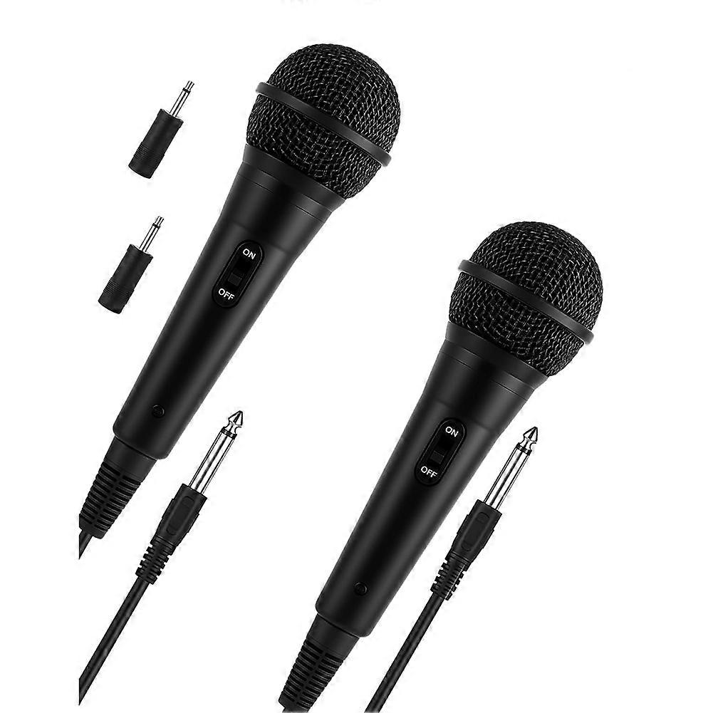2 Pack Wired Microphone for Singing Dynamic Cardioid Mics with 1/4inch to 3.5mm Adapter for PA Systems, Public Speaking