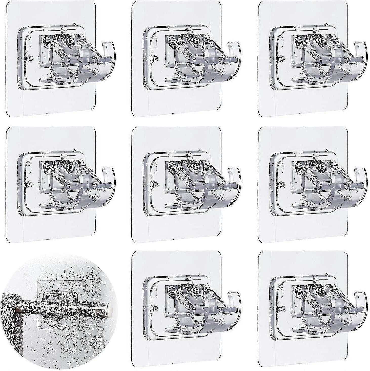 No Drill Curtain Rod Bracket, Adhesive Holder Hooks, Easy Installation