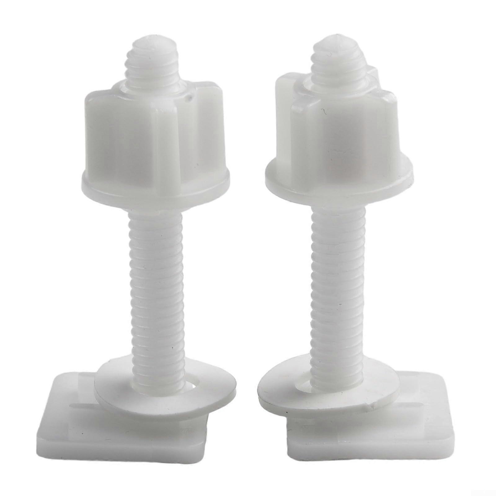 2 Pack Toilet Seat Fixing Screws Kit with Plastic Bolts Nuts and Washers for  Mount Installation