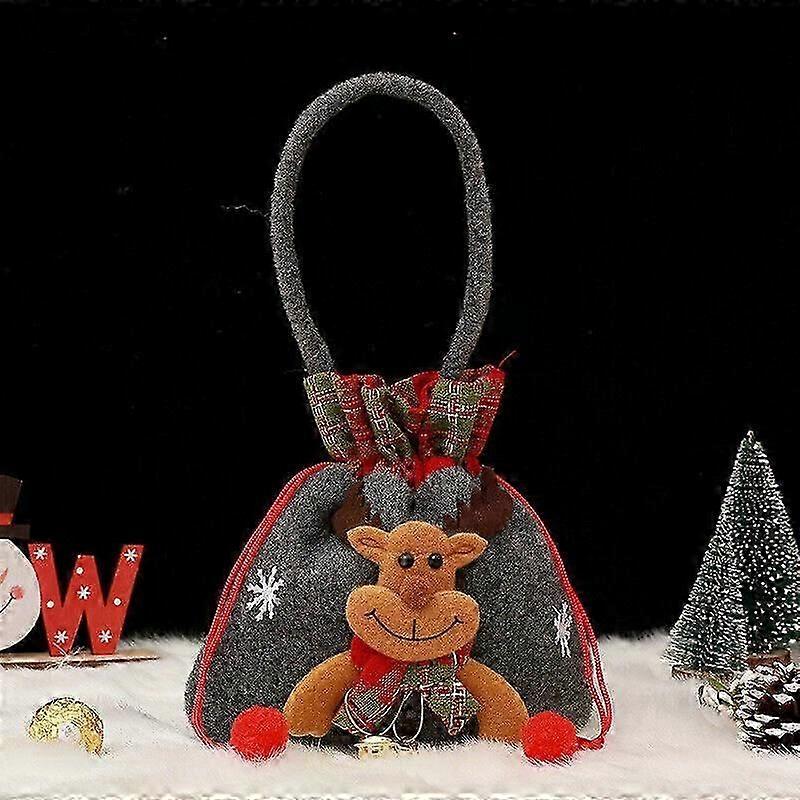 Christmas Gift Doll Bags with Drawstring & Handle, 3D Christmas Candy Bag