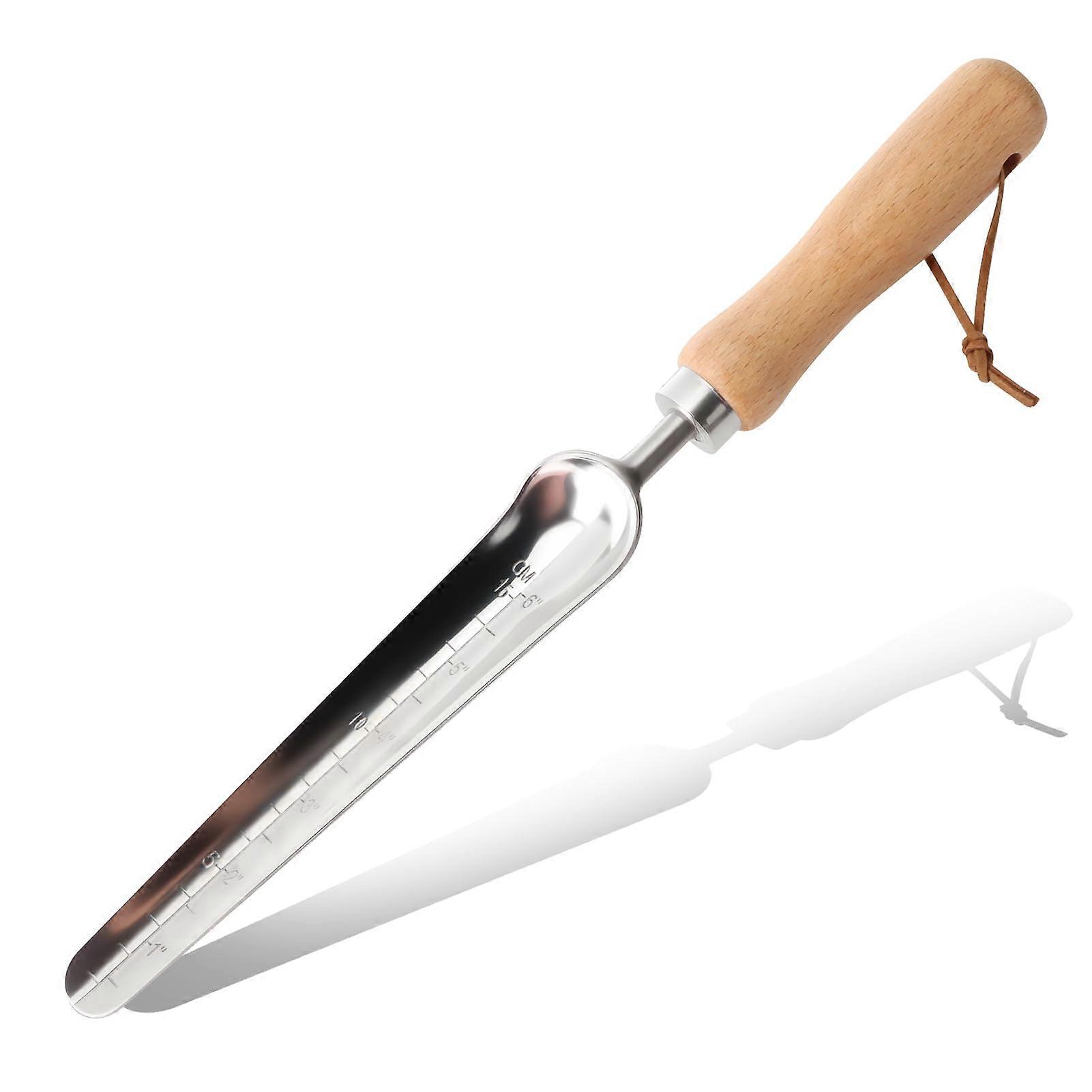 Stainless Steel Garden Trowel with Wooden Handle, Precision Depth Markings for Planting and Weeding