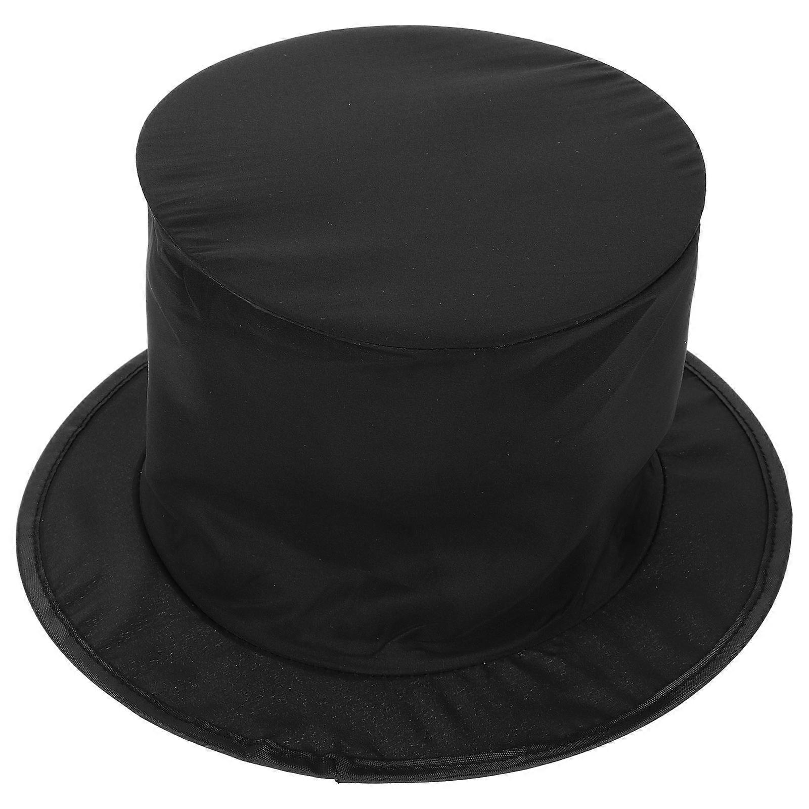 Black Collapsible Top Hat for Magician Tricks 1 Piece Polyester