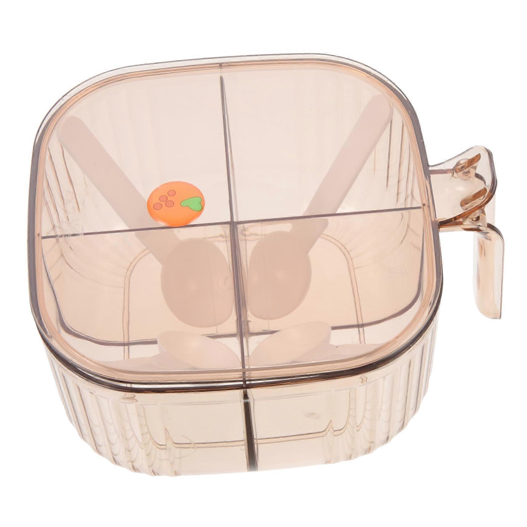 Spice Storage Container with Four Compartments and Lid for Kitchen Seasoning Organizer