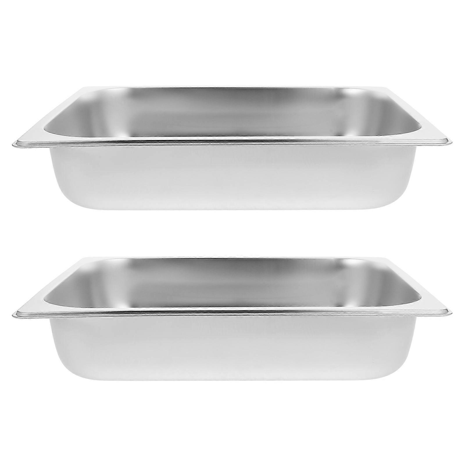 Catering Pans Steam Table Pans For Professional Chefs Rectangular Silver 32.80X26.80X6.50CM 2Set