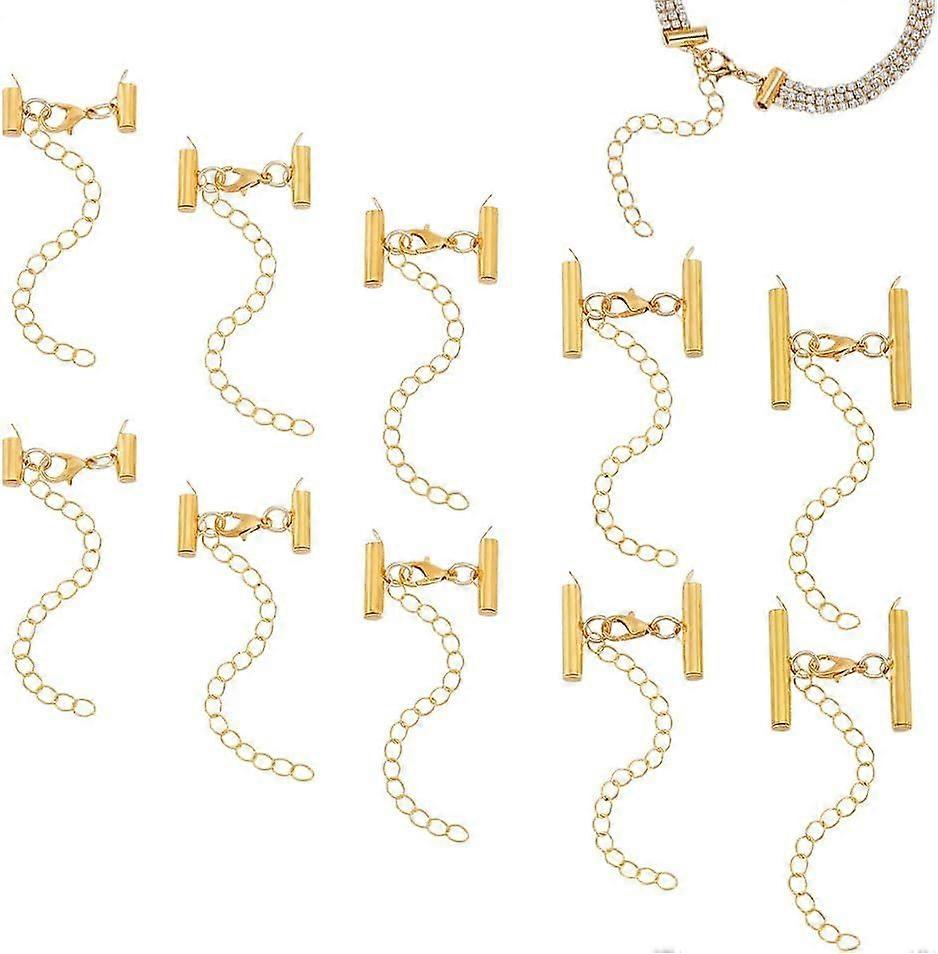 20Pcs Slide on End Clasps with Lobster Claw Clasps Extension Chain 5 Style Tubes Slider End Caps Slider Clasp Crimp for Necklace Bracelet DIY Craft Je