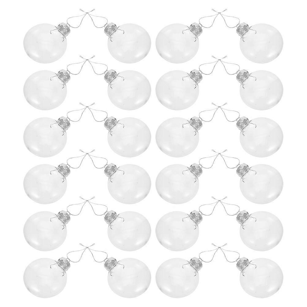 Clear Plastic Fillable Flat Ornaments Diy Decorations Christmas Tree Transparent 24Pcs