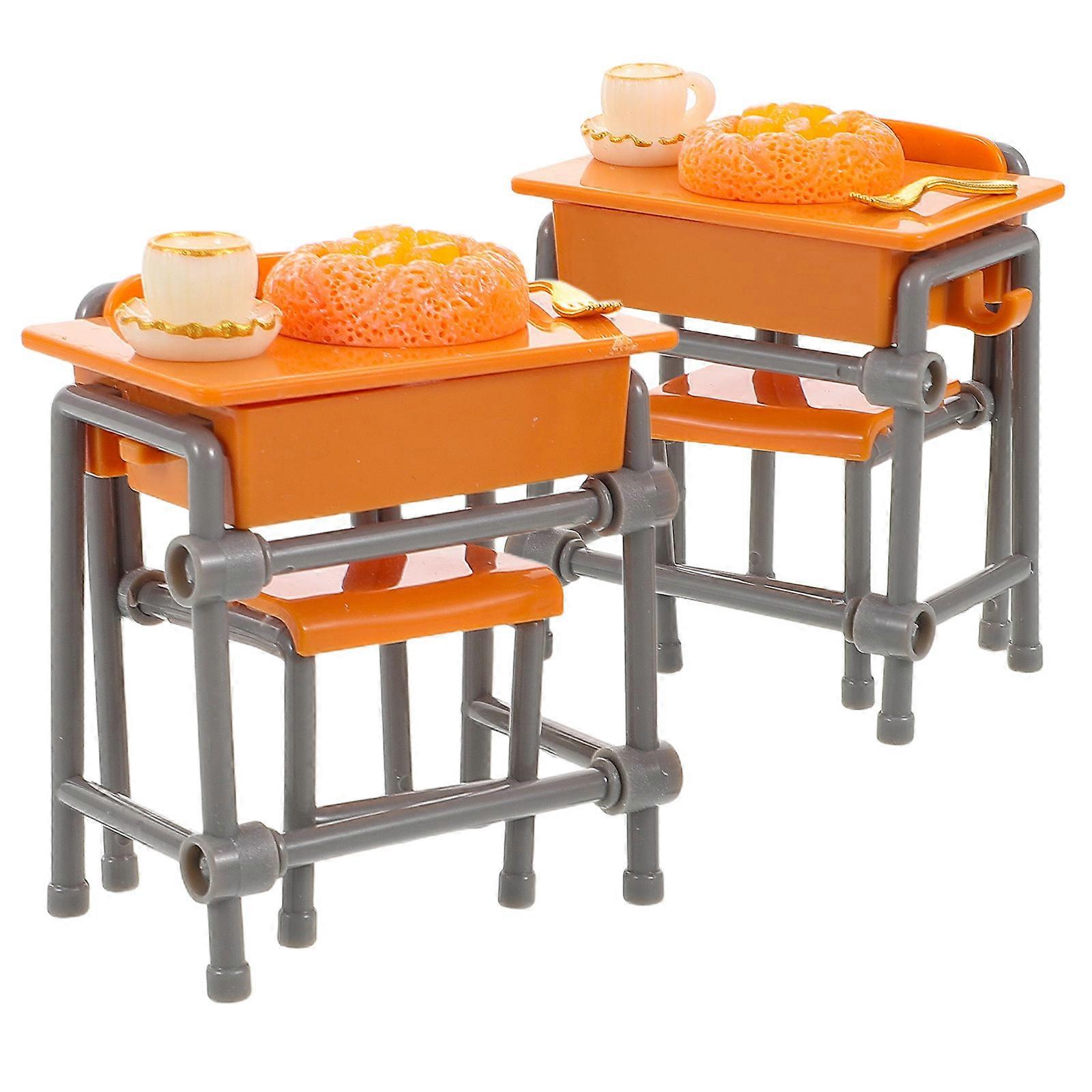 Miniature Desk Set for Dollhouse Display with 4Sets of Tiny Table Props