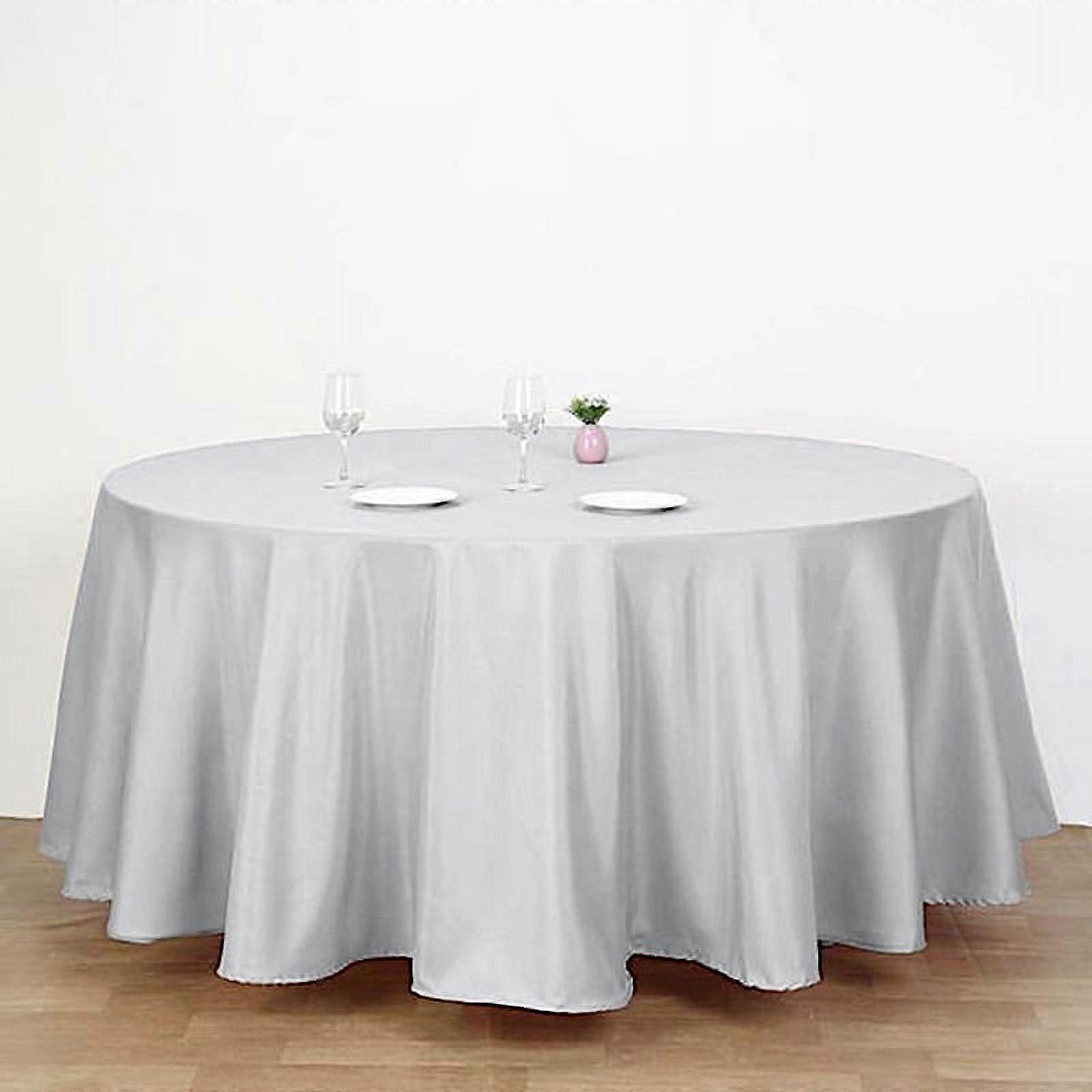 BalsaCircle 120" Silver Round Polyester Tablecloth Wedding Table Linens