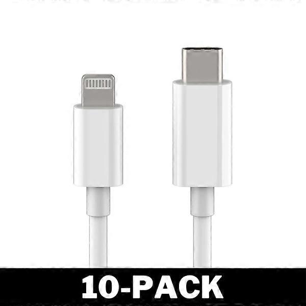 USB-C to Lightning Cable compatible with iPhone Fast Charger 2M White 10-Pack