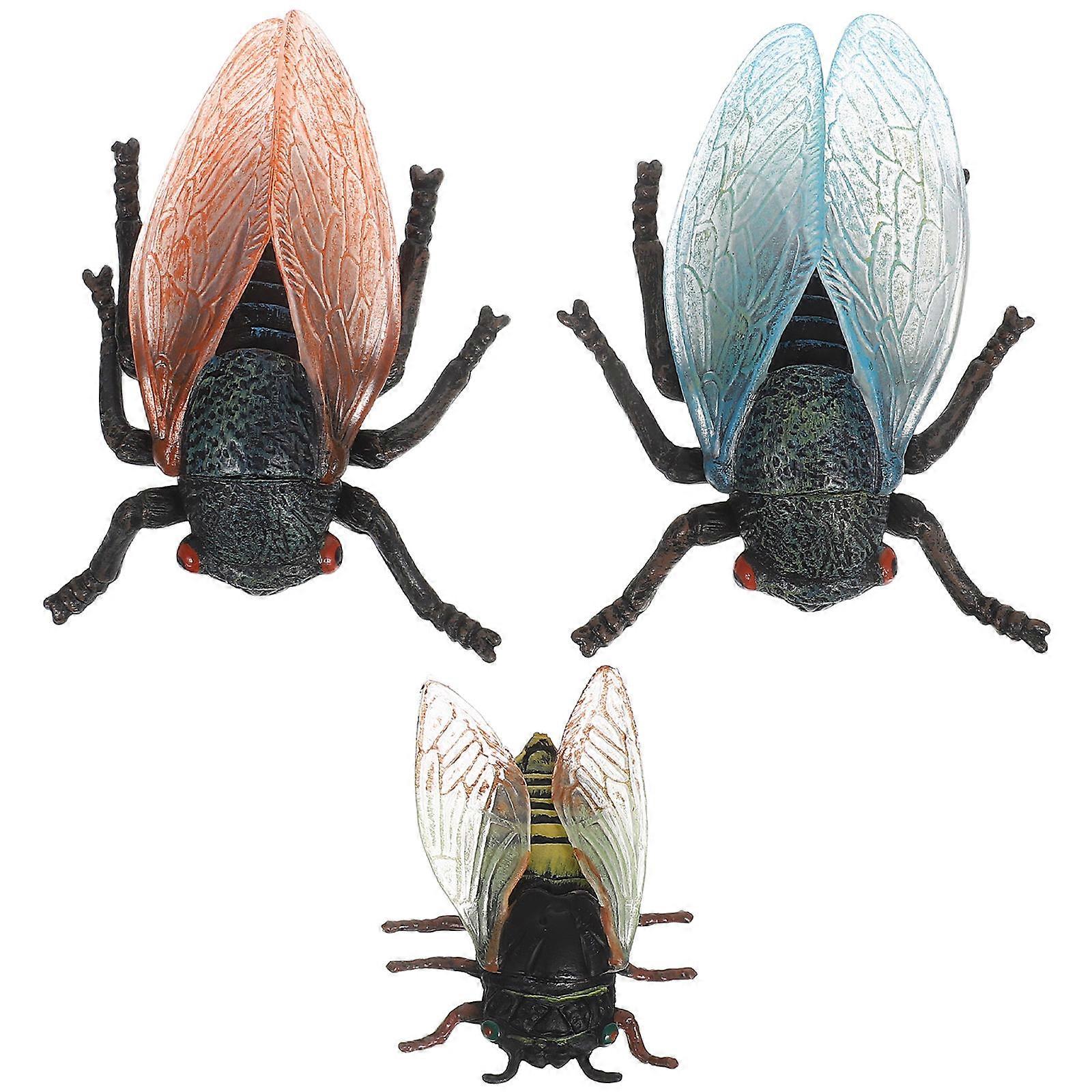 Plastic Cicada Statue Craft for Desktop Decoration 3Pcs Assorted Color Figurines