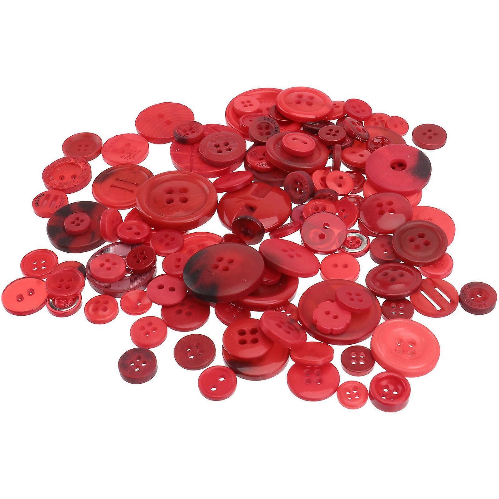DIY Button Clothes Accessories for Decoration 1Pack Red Resin Buttons