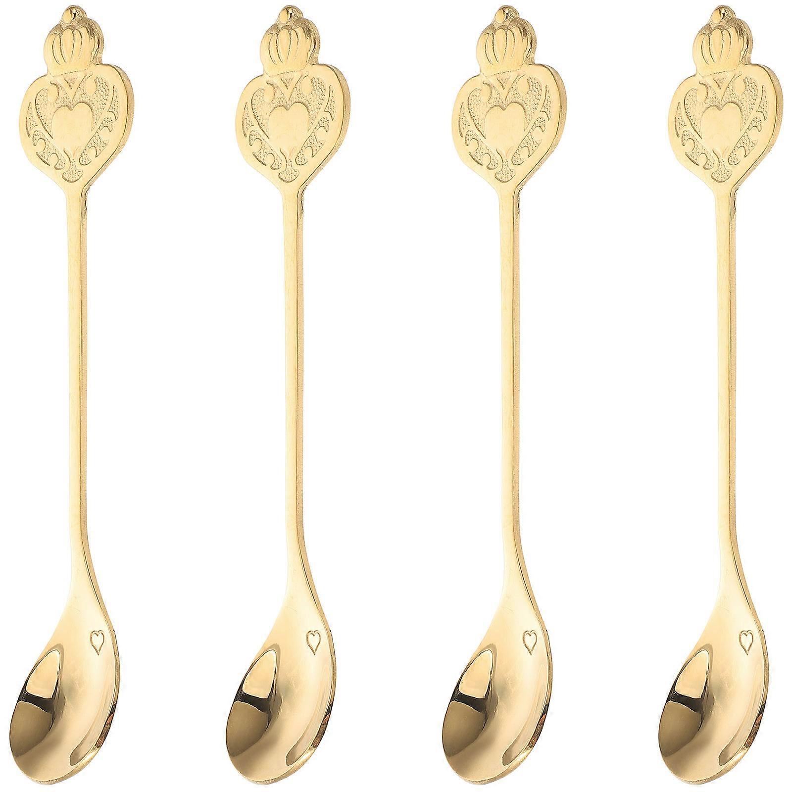 Stainless Steel Crown Spoon for Dessert Serving with 4Pcs Set