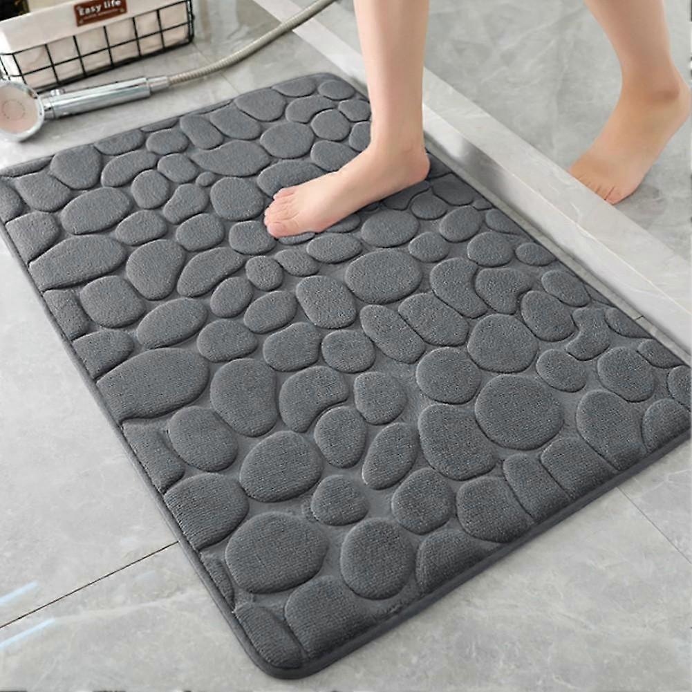 Memory Foam Bath Mat Non Slip Stone Pattern Absorbent Quick Dry Rug for Bath