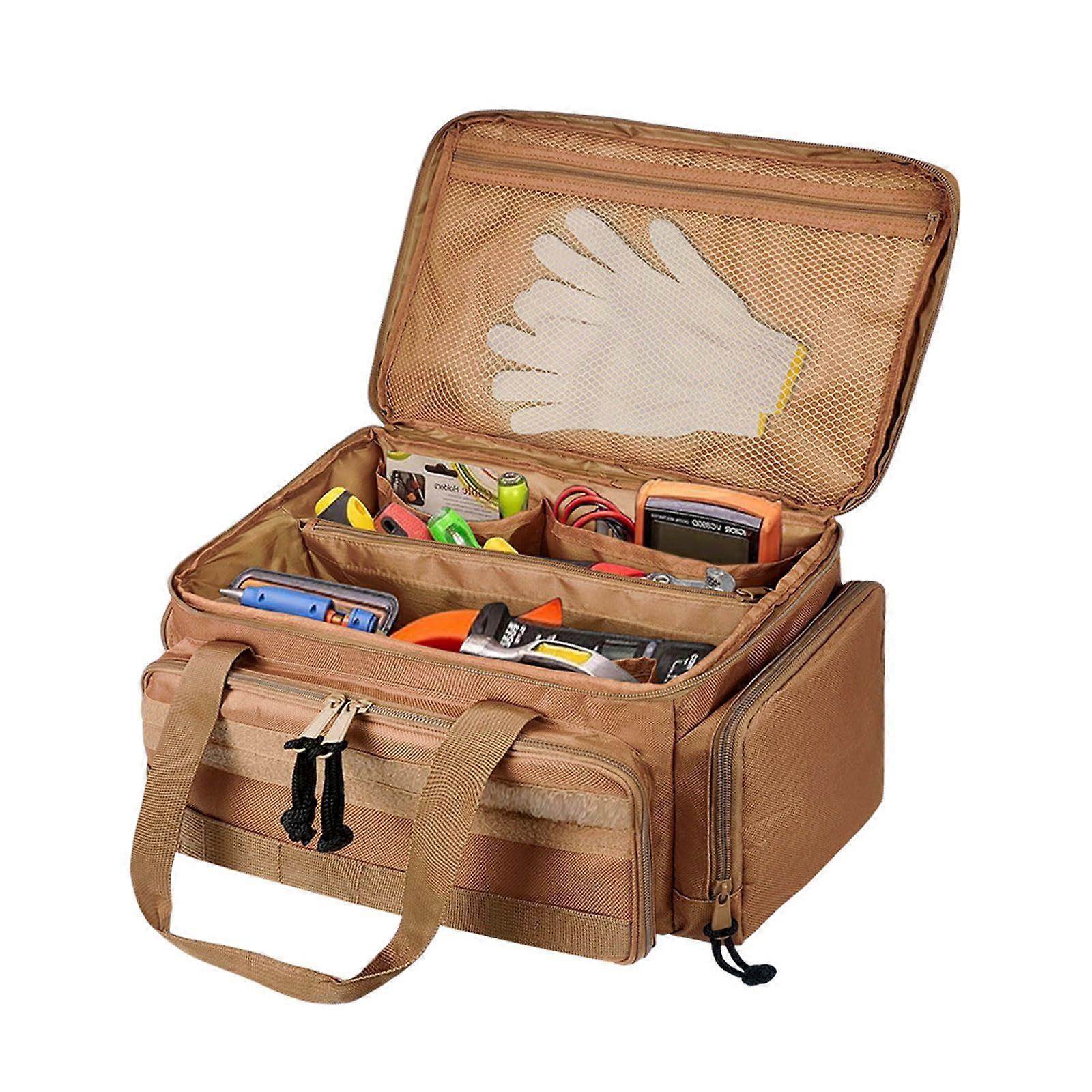 Heavy Duty Tool Bag with Multiple Pockets, Clear Partition, Reinforced Seams for Electricians