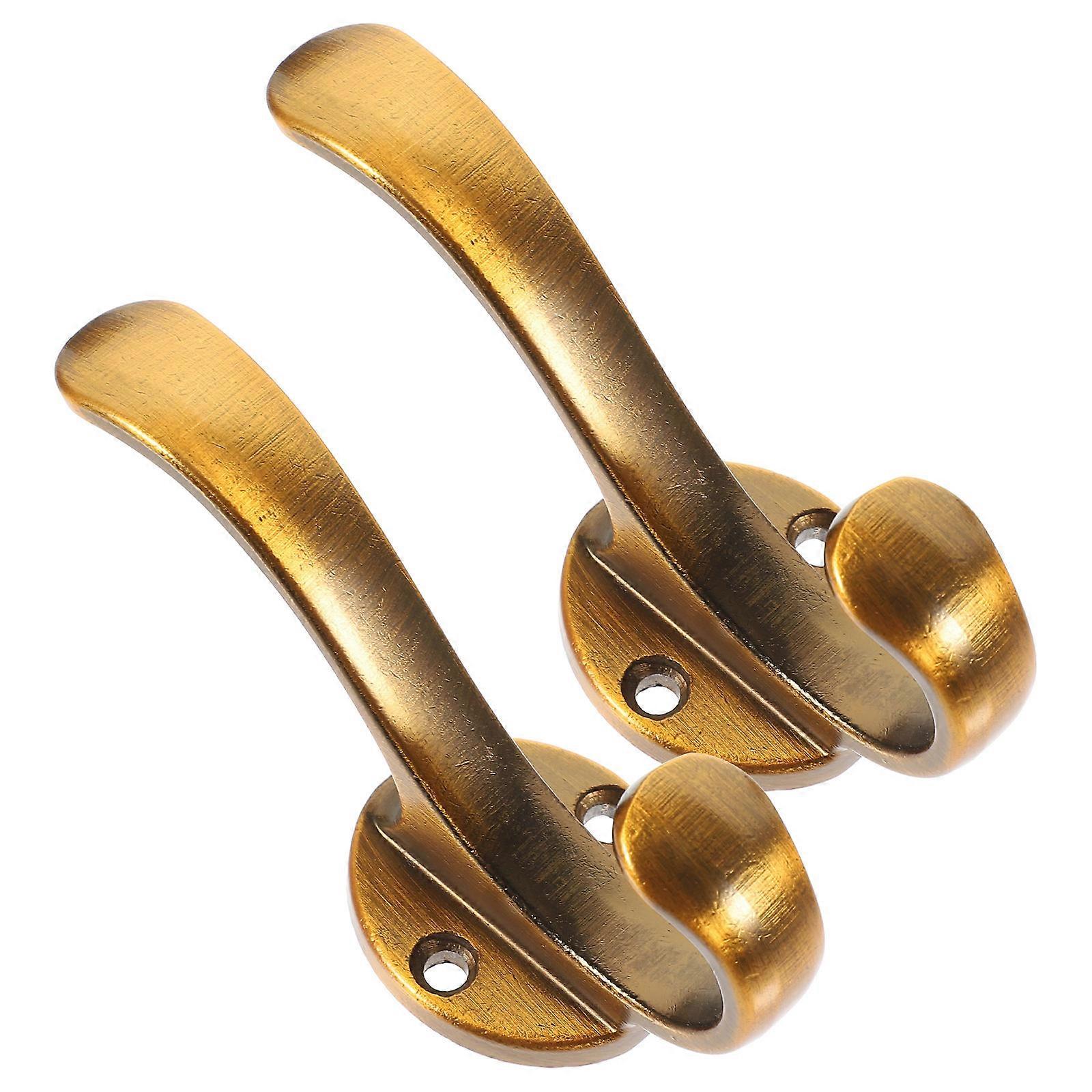 Cabinet Hanging Hook Clothes Hanging Hooks for Holding Use 2Pcs Golden