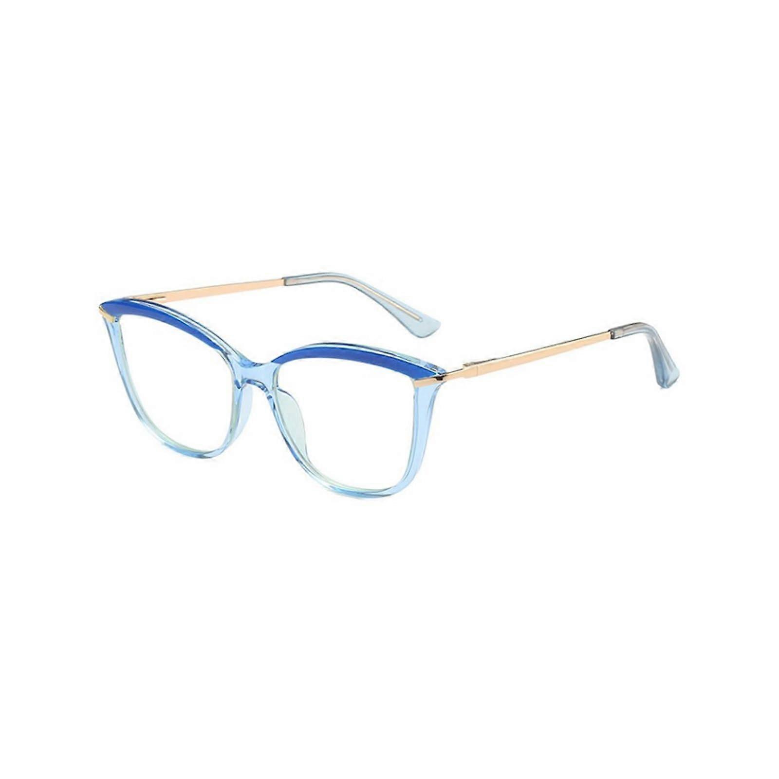 Retro Cat Eye Blue Light Blocking Computer Reading Glasses 2.5x Blue Large Frame Anti Eyestrain