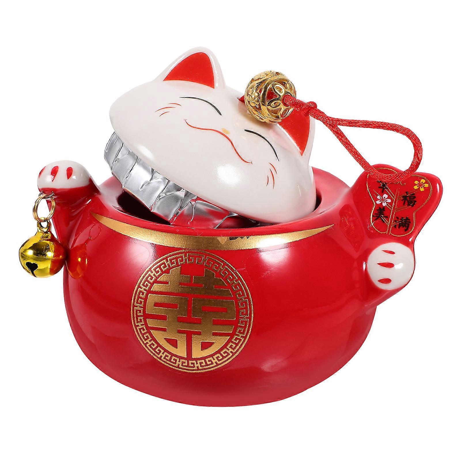 Red Ceramic Candy Storage Jar for Storage 1Pcs Wedding Container