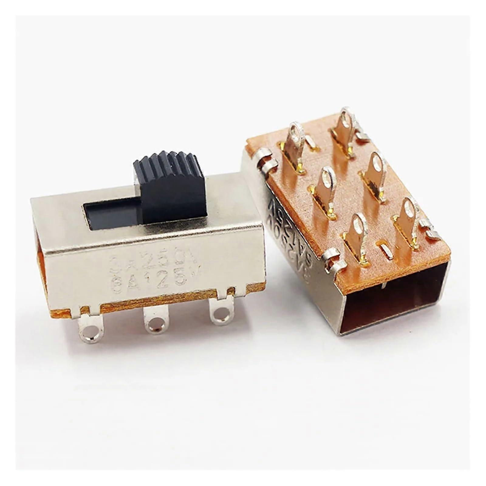 10pcs 3 Position 2P3T PCB Panel Slide Switch 6 Pin  Current 3A 250V Durable Toggle Control