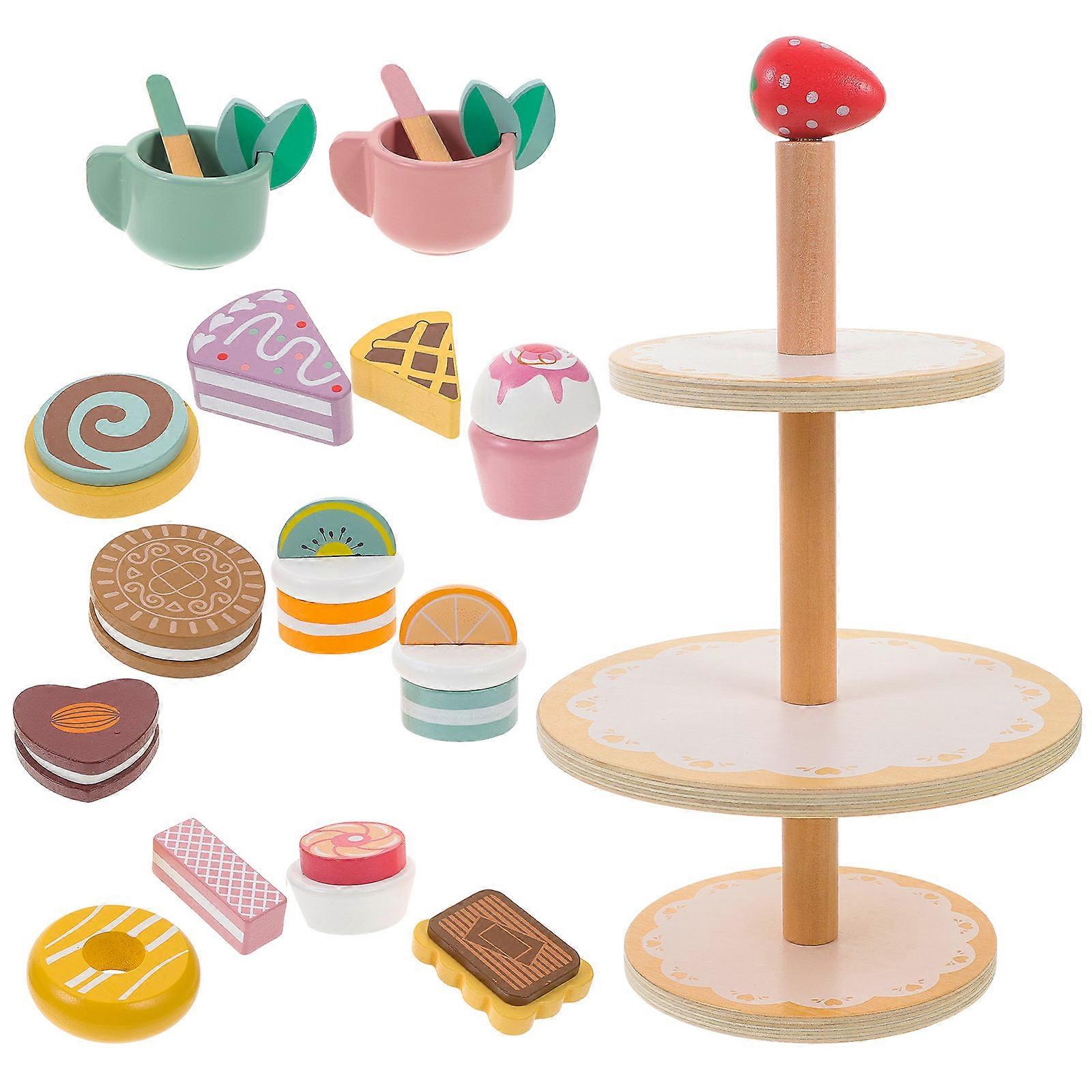 Simulation Cupcake Wood Cake Set 1Set for Children Interactive Fun