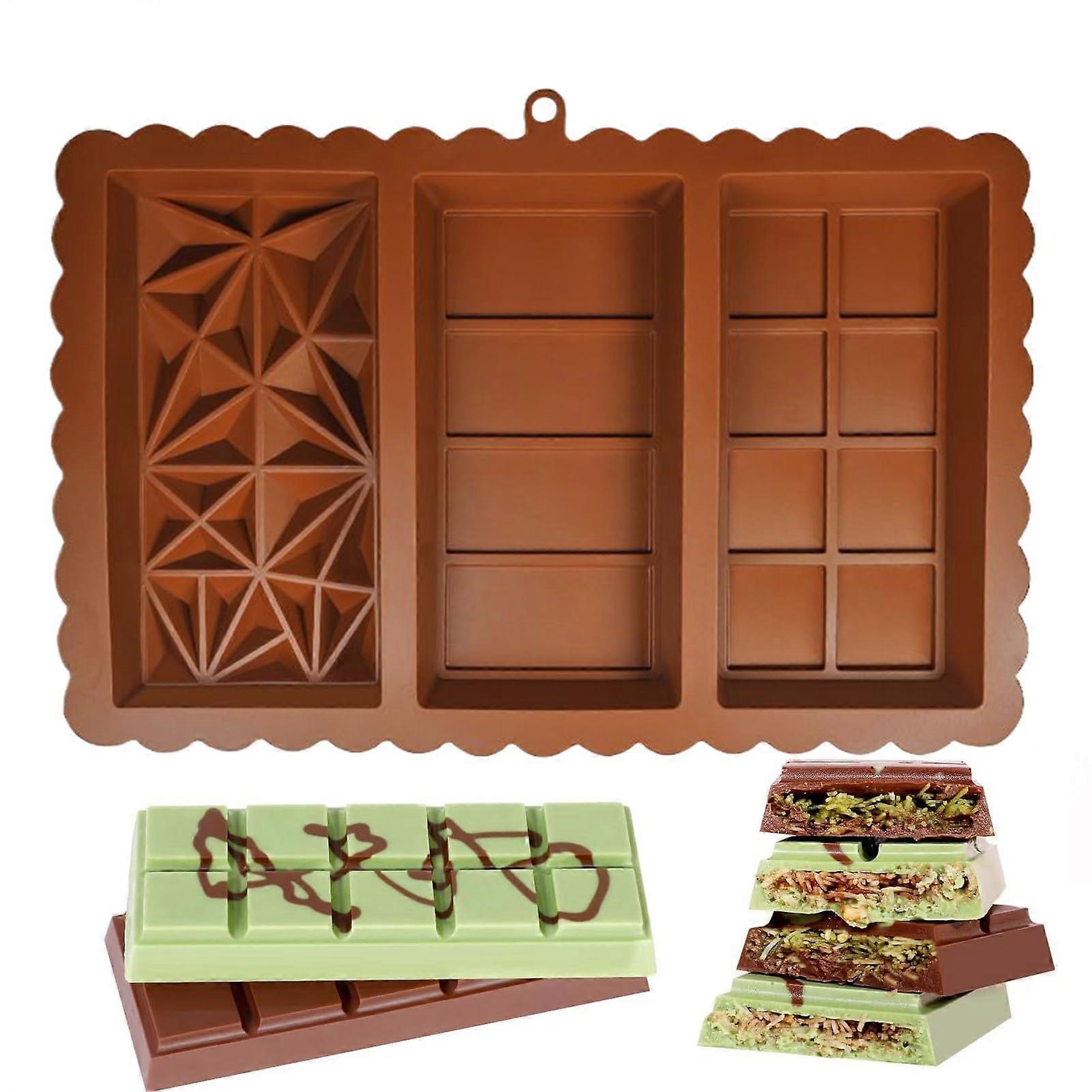 Silicone Chocolate Bar Mold, NonStick Rectangular Design for DIY Homemade Desserts, Oven Safe