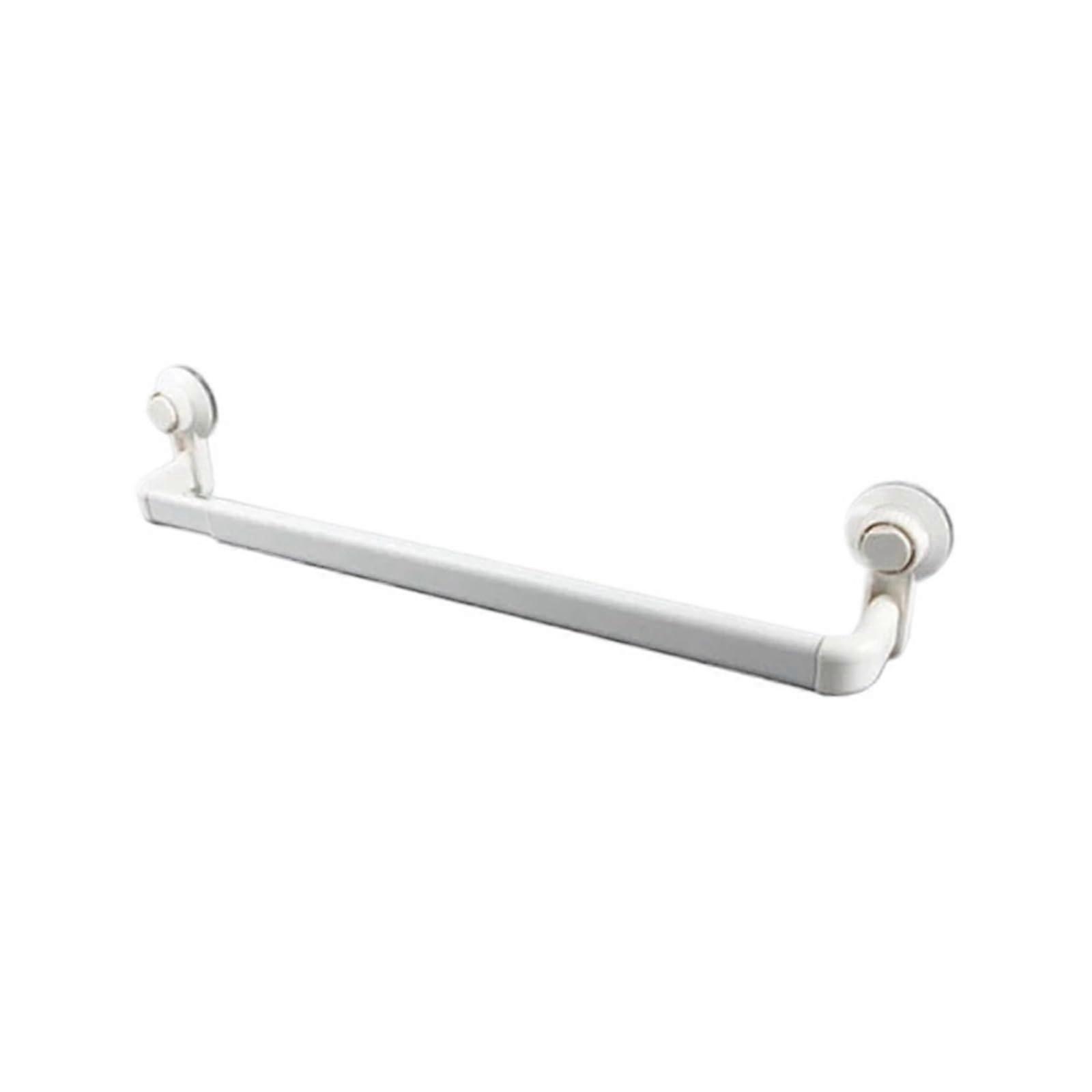 Vacuum Suction Towel Rack Adjustable Wall Mounted Bar for Bathroom Kitchen No Drilling White