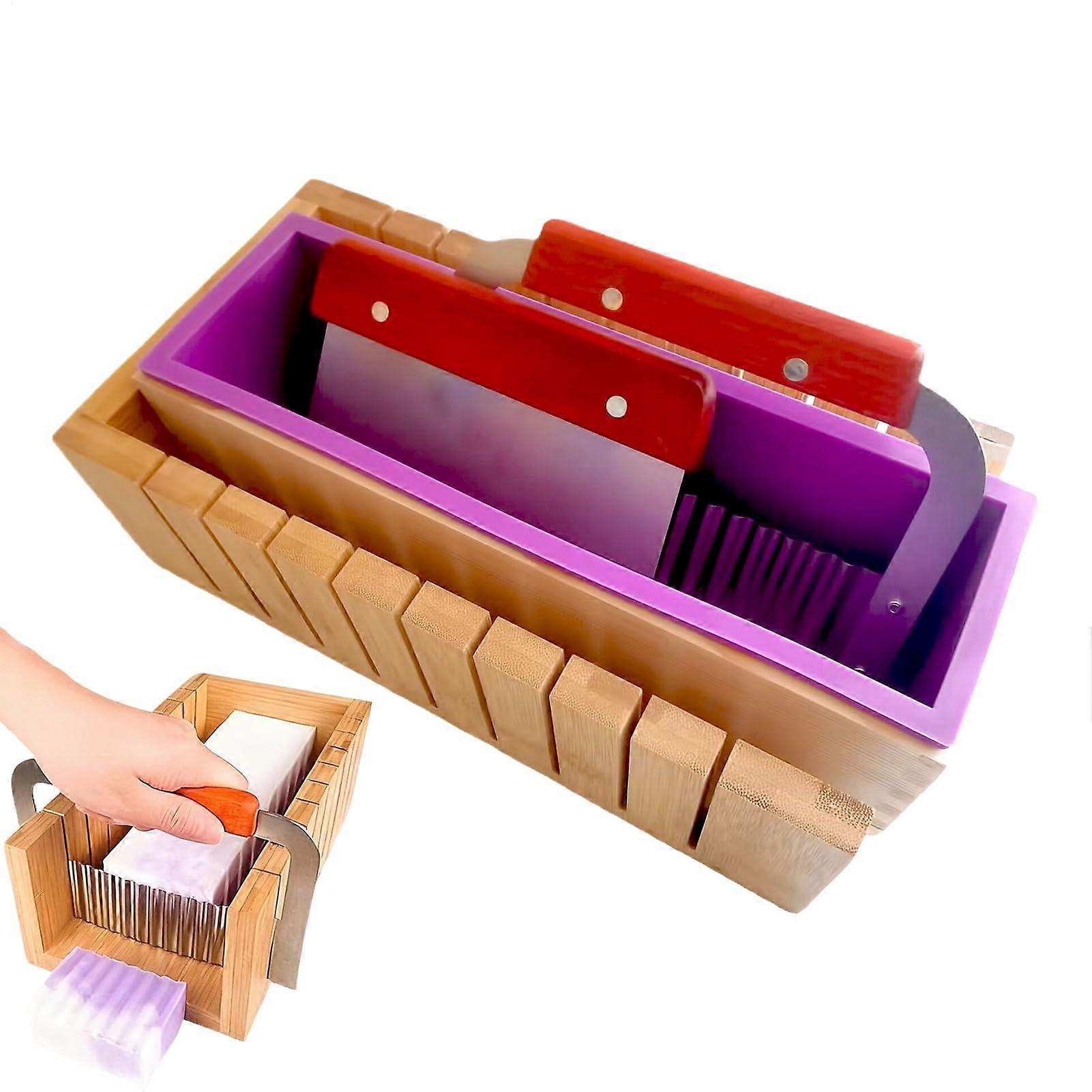 Large Capacity Silicone Soap Making Mold with Cutters for DIY Handmade 10 Bars