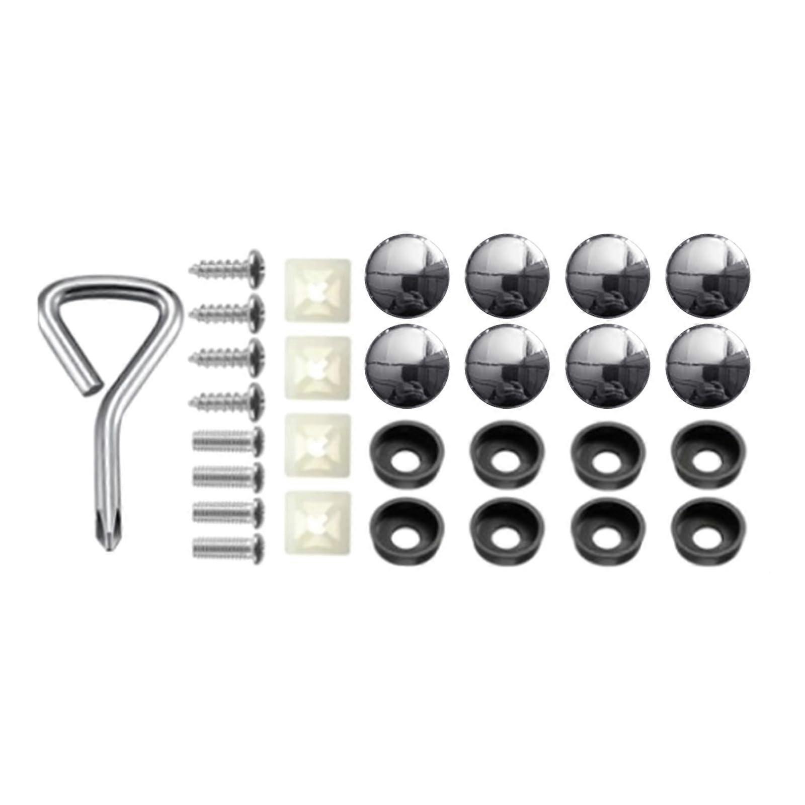 License Plate Screws with Caps, Weatherproof Universal Mounting Kit for Secure License Frame