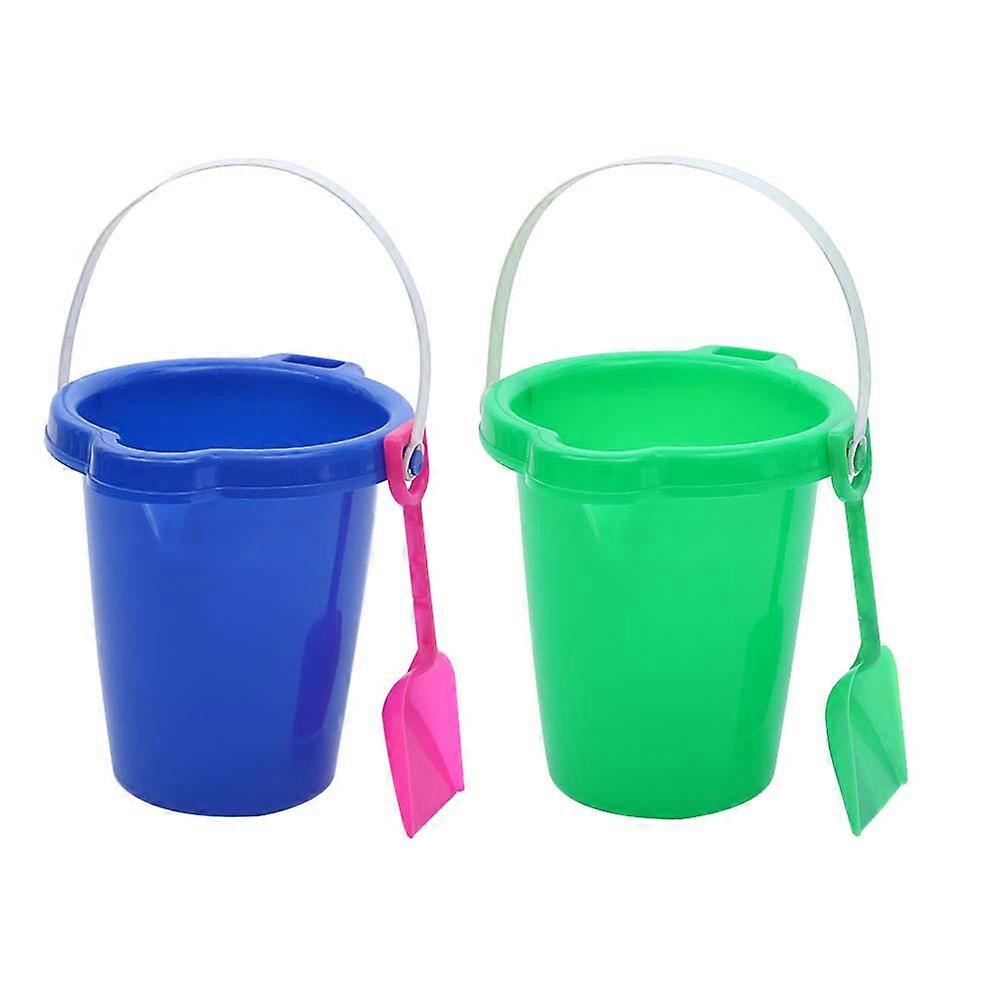 Assorted Color Plastic Sand Buckets Sand Playing Tools 2Pcs for Kids