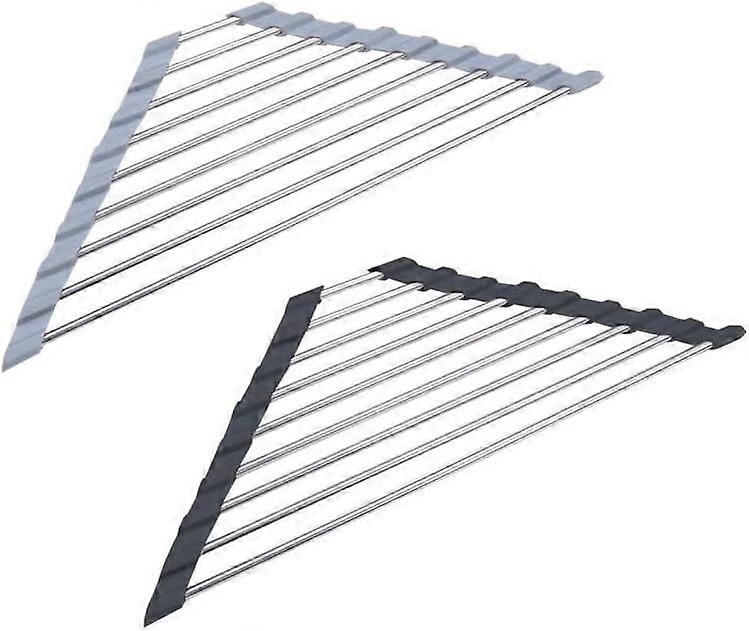 Over Sink Dish Drying Rack with Mat, SpaceSaving Corner Shelf, EcoFriendly Black Kitchen Organizer