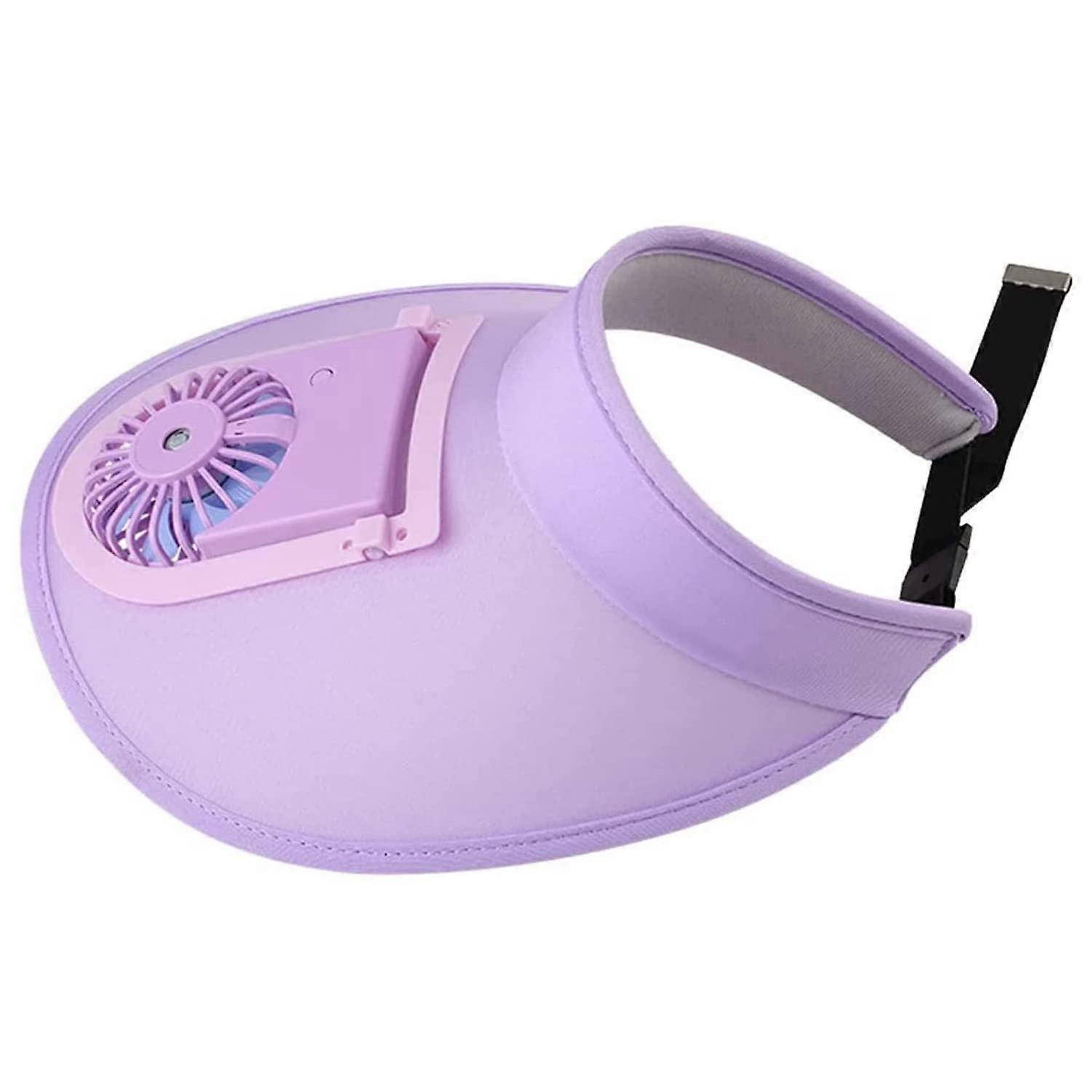 Cooling Fan Hat USB Rechargeable ThreeSpeed Adjustable Baseball Cap for Summer Outdoor Purple