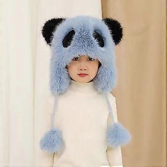 Schattige panda wintermuts voor dames, winddicht, pluche bontmuts, pluche pullover, warme wintermuts met nekbescherming, oorbescherming voor kinderen, outdoor muts