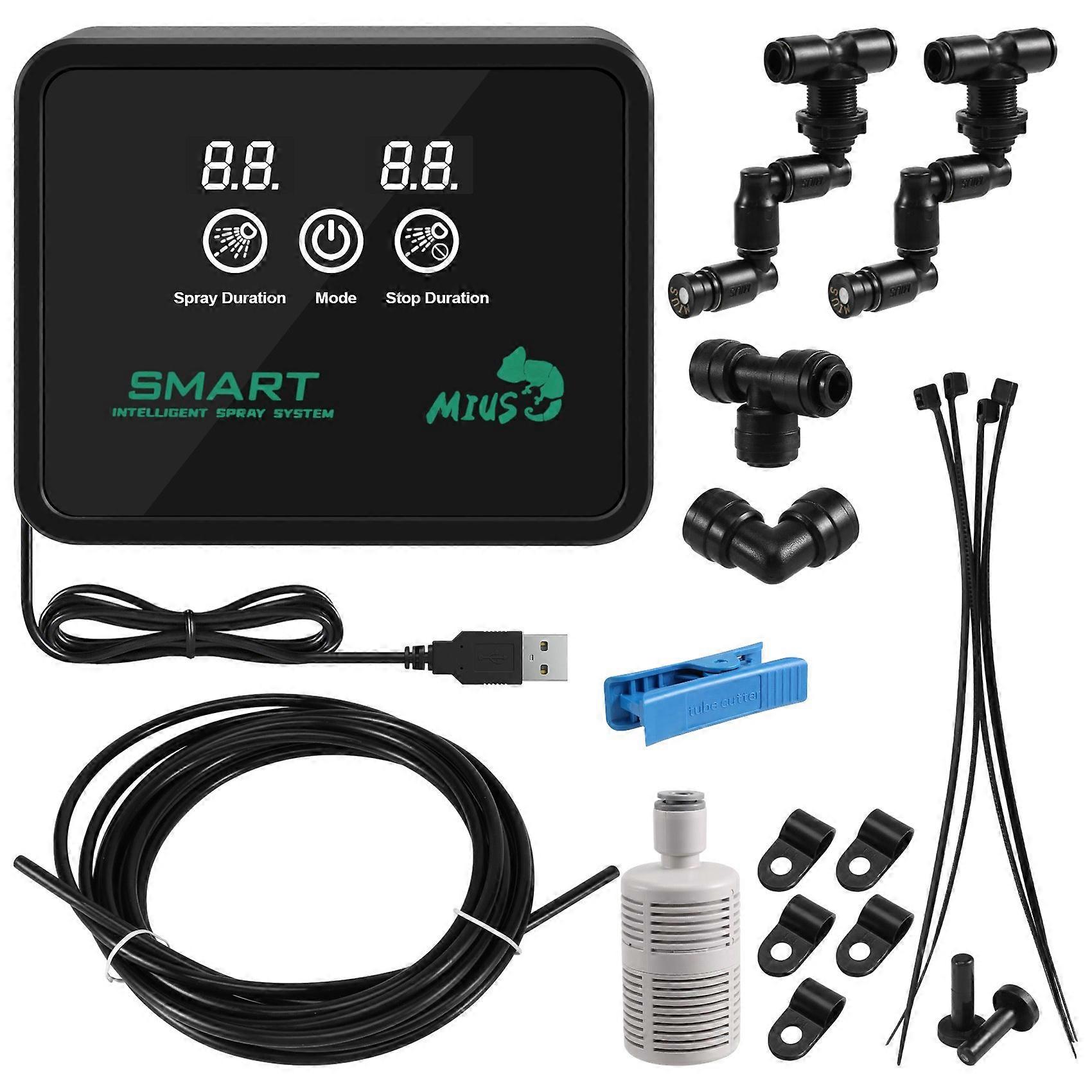 MIUS Intelligent Automatic Mist Spray System Set Electronic Timer LCD Screen Sprinkler Controller Terrarium Spraying Kit