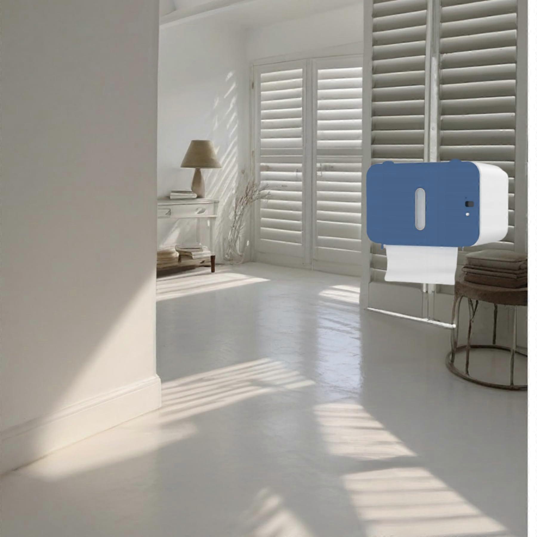 Automatic Paper Towel Dispenser with Touchless Infrared Sensor, Wall Mounted USB TypeC Rechargeable, Blue