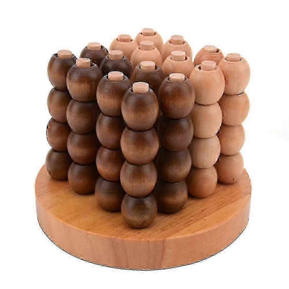 Three-dimensional Four in a Row Develop Spatial Imagination Wooden Children's Tabletop Game
