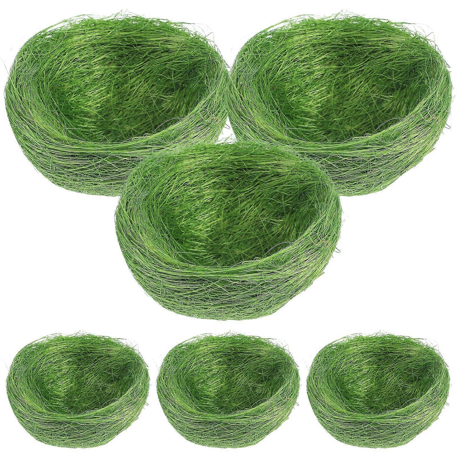 6pcs Simulation Hemp Thread Chicken Coop Easter Chicken Nest Ornament Party DIY Decor (Green)