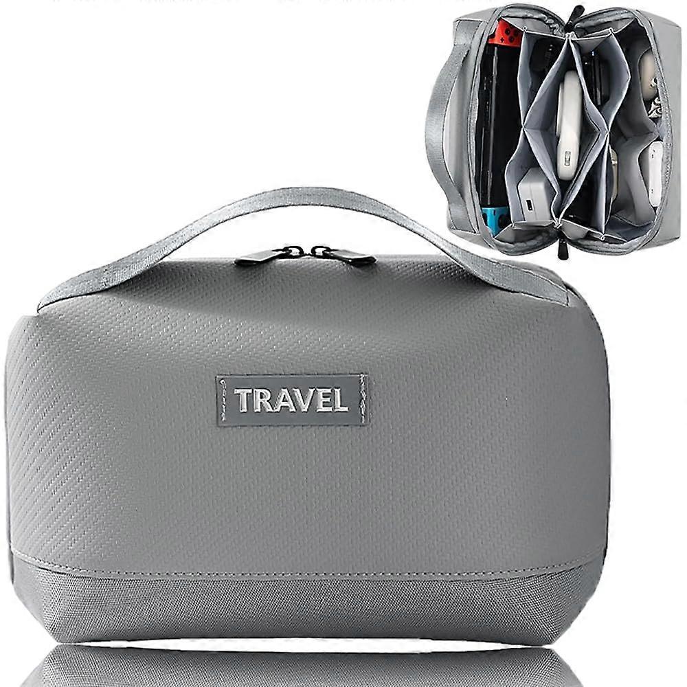 Electronics Organizer Bag with WaterResistant Protection, Grey Tech Accessories Travel Case