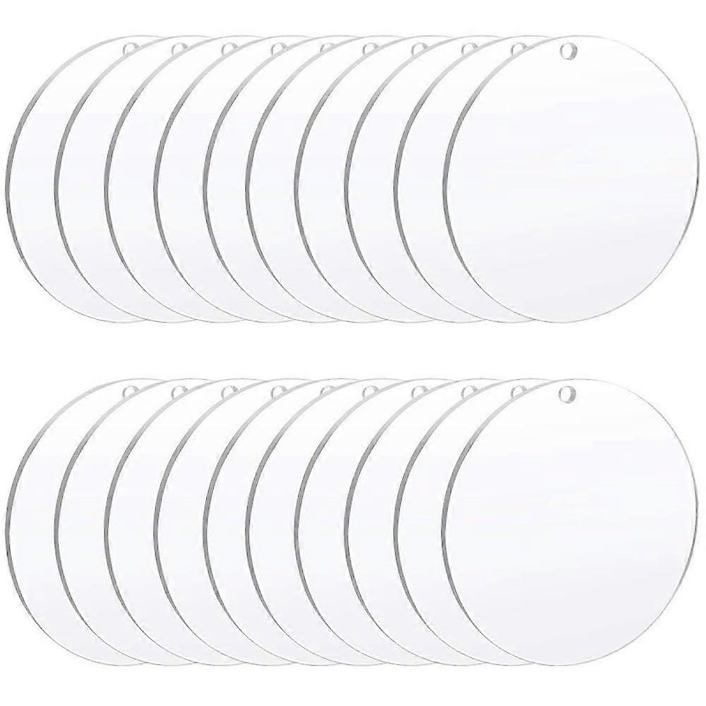 20pcs Blank Acrylic Discs with Hole 2mm Thick Clear Round Sheets for Crafts 5cm